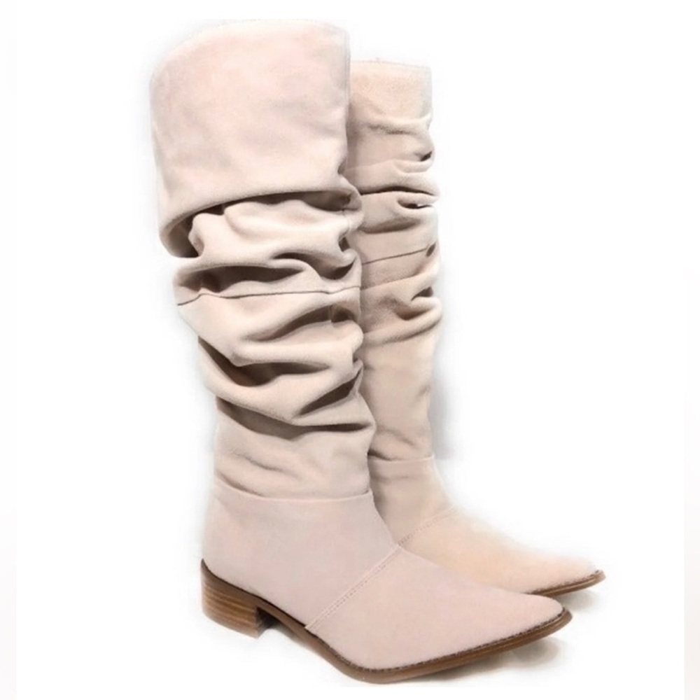 Light pink suede slouchy cowboy boots Chinese Laundry size 9 NWT